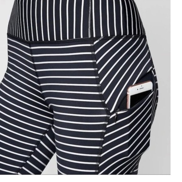 Athleta Black and White Striped Leggings - Picture 3 of 7